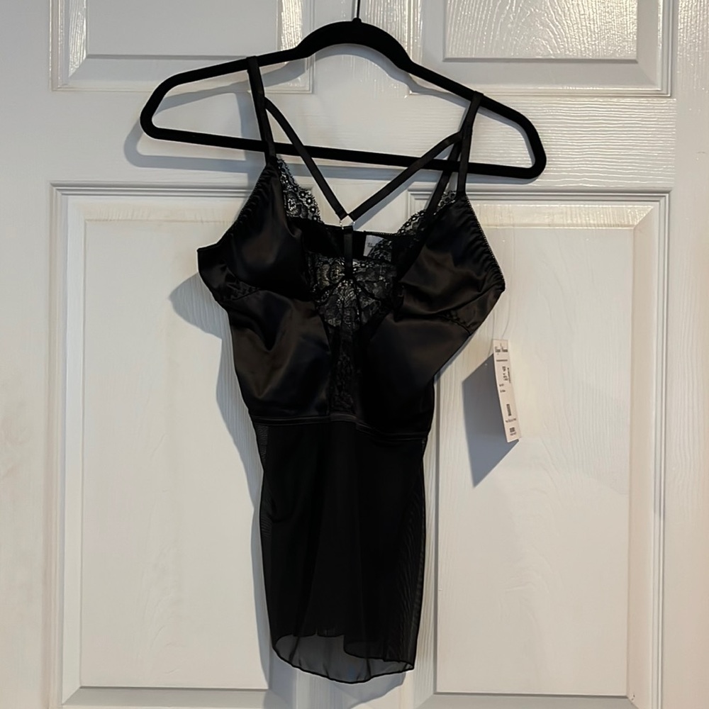 NWT Elegant Moments black lingerie tank/teddy, M